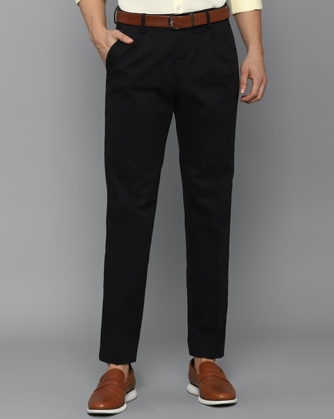 Buy Men Navy Slim Fit Solid Casual Trousers Online - 752944 | Allen Solly