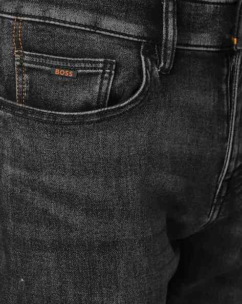 Buy BOSS Super-Soft Slim-Fit Jeans | Black Color Men | AJIO LUXE