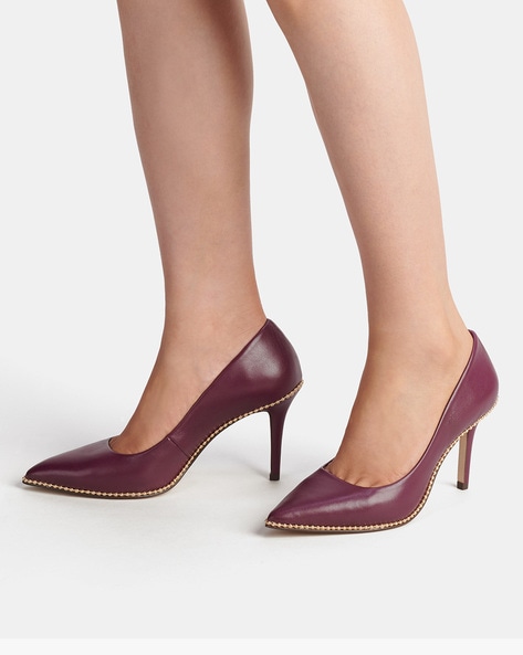 Buy Coach Waverly Bead Chain Pumps | Wine Color Women | AJIO LUXE