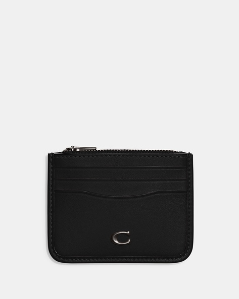 Coach Leather Zip Card Case - Black