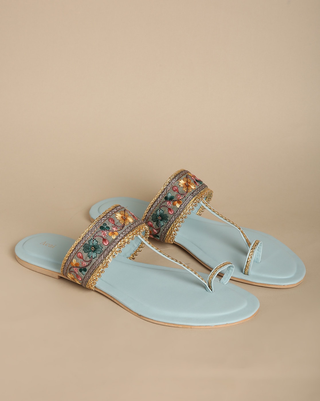Buy Blue Flat Sandals for Women by Acai Online | Ajio.com