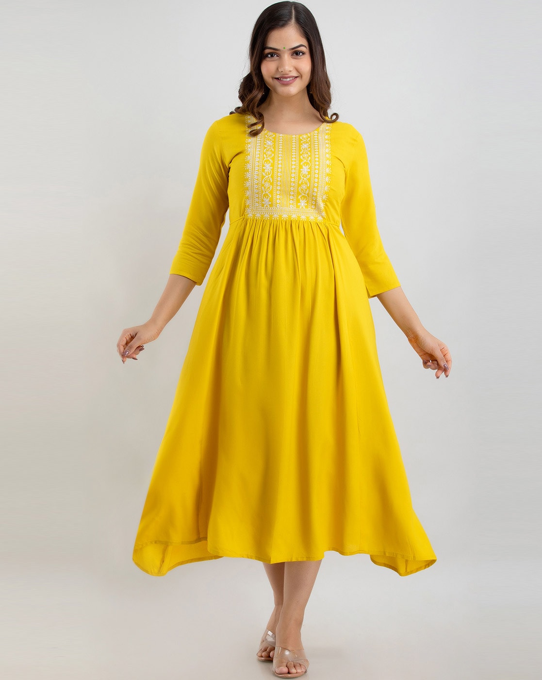Buy Stylish Women's Dress Yellow Colour from Femaleish (Small) at Amazon.in