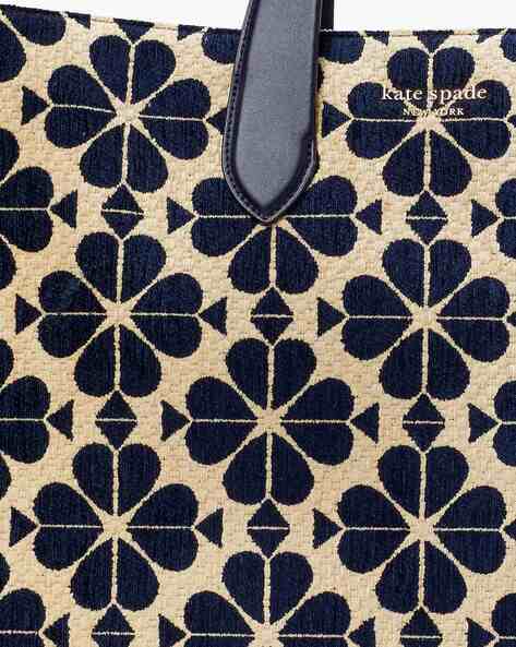 NWT Kate Spade Manhattan Spade Flower Monogram Chenille Fabric Small Tote  Blue