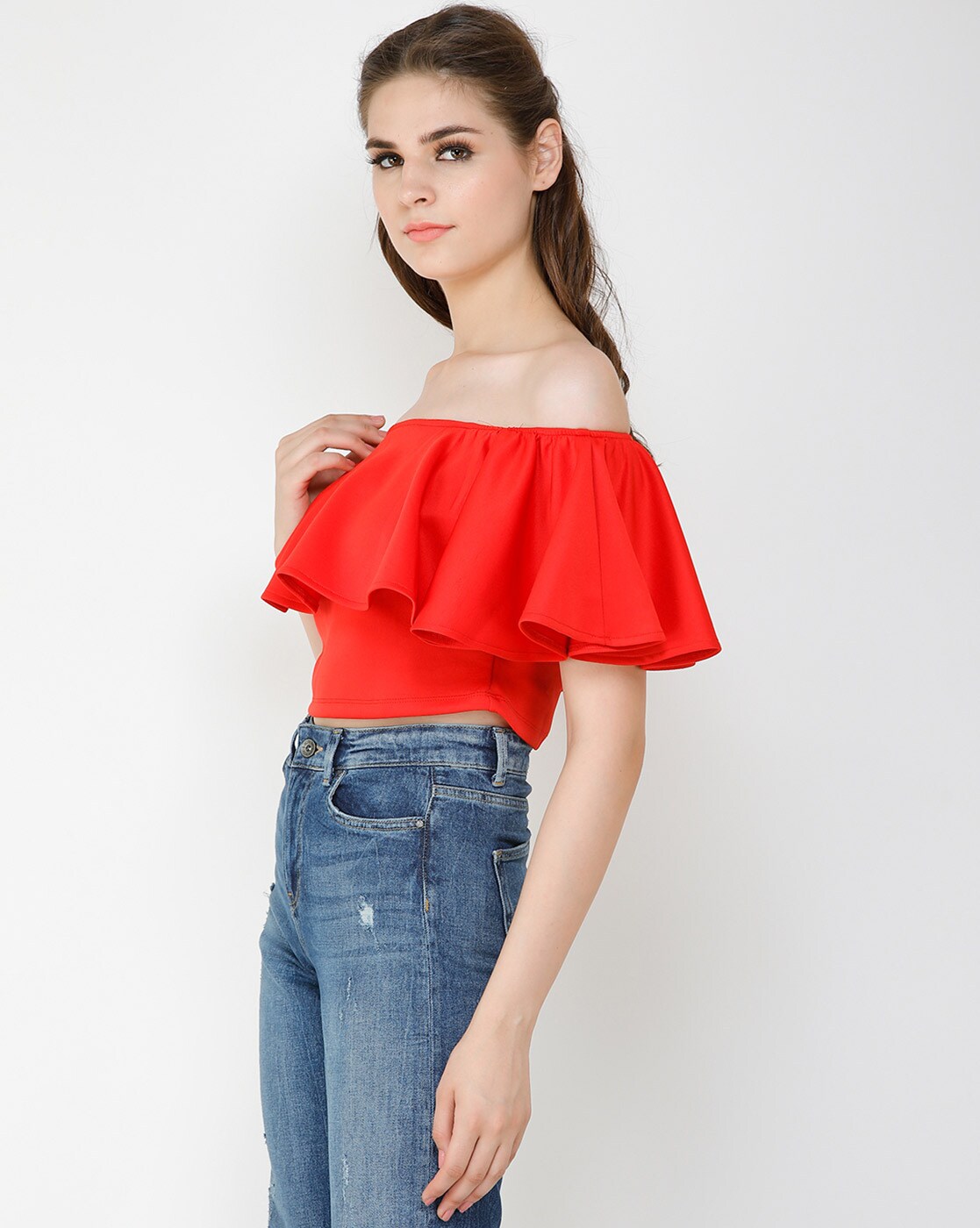 Red half 2025 shoulder top