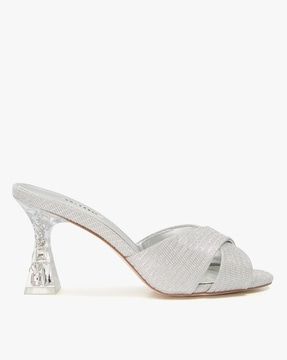 silver peep toe kitten heel shoes