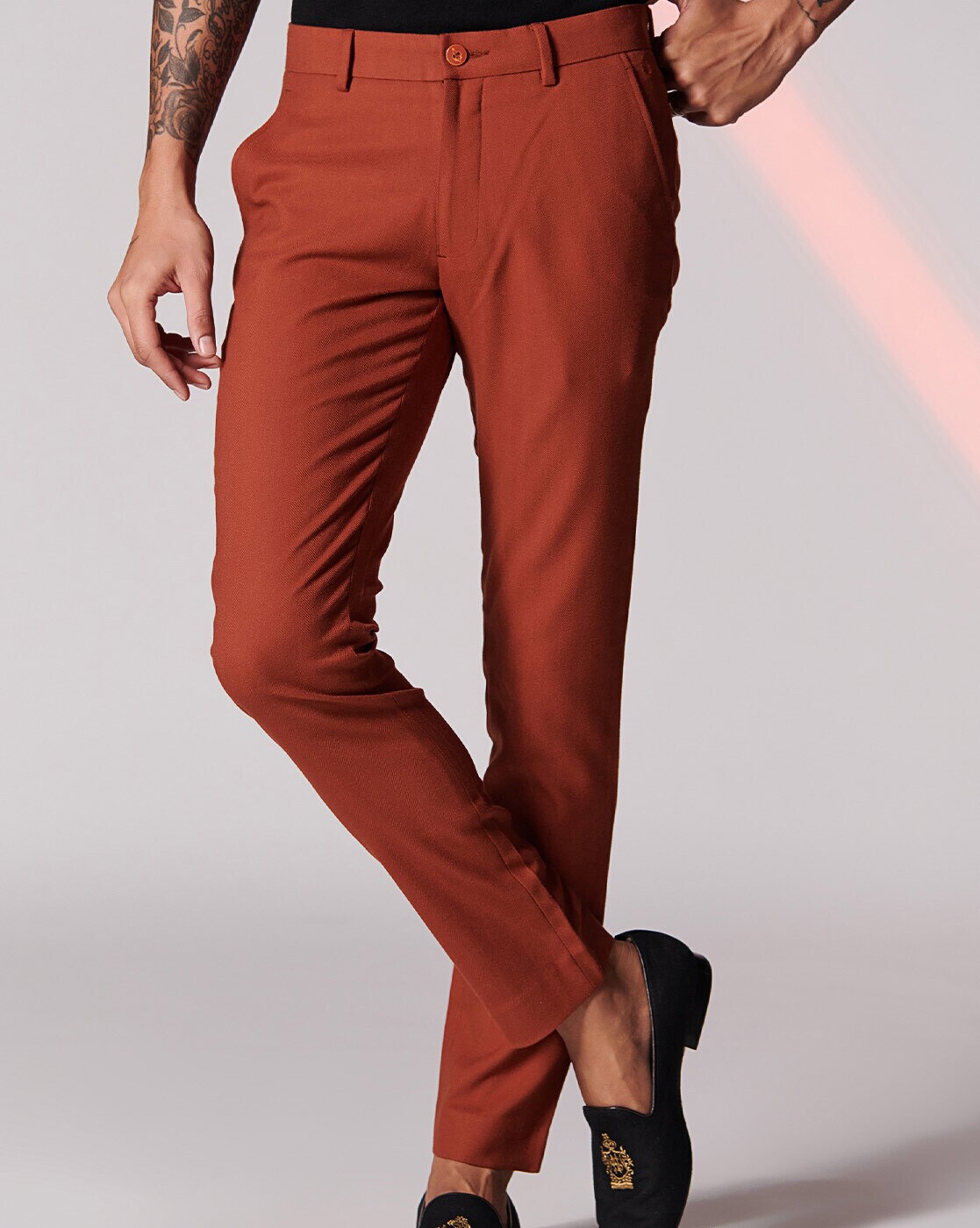 Buy Tailored Fit Cotton Chocolate Trouser  Zodiac