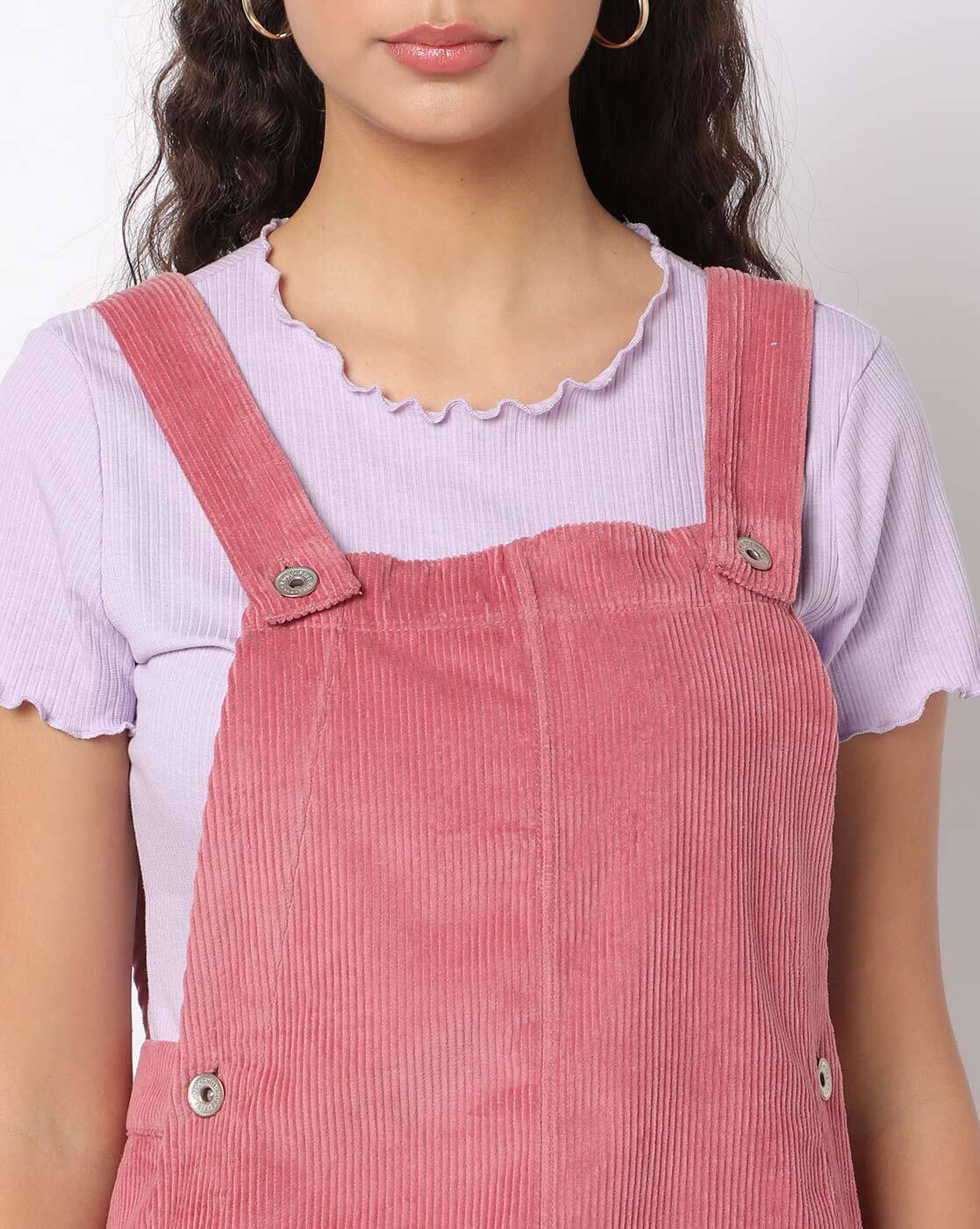 Dusty pink shop pinafore dress