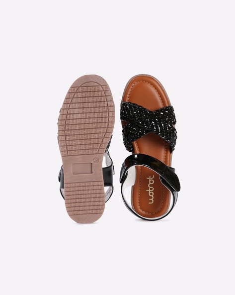 Basket Weave Criss Cross Strappy Sandals