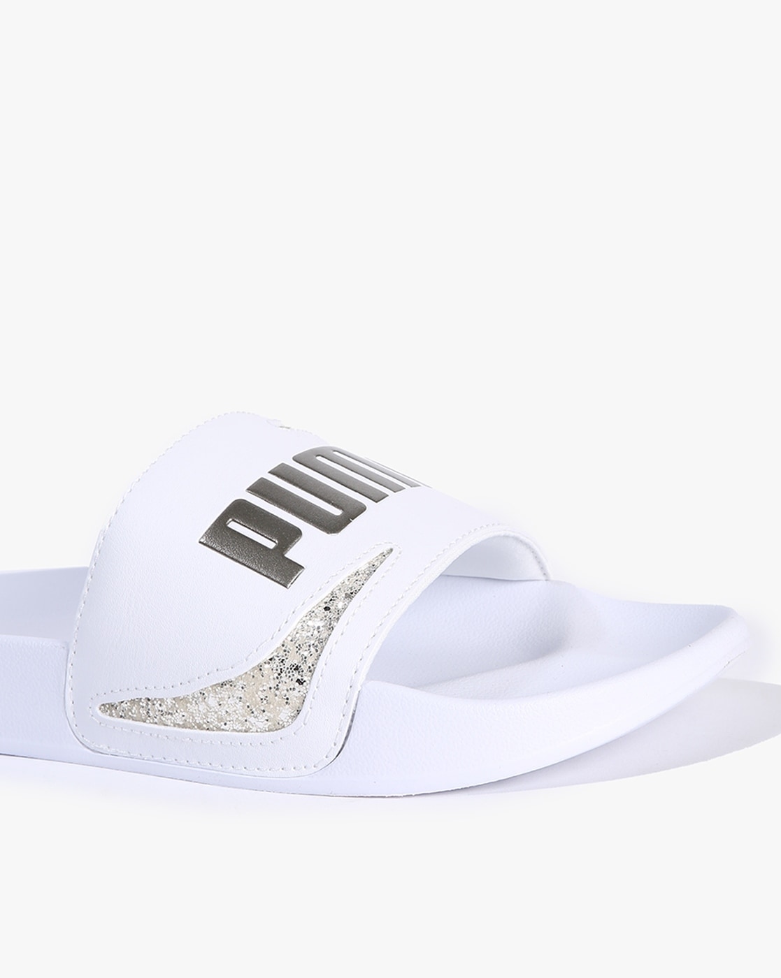 Clear puma slides on sale white