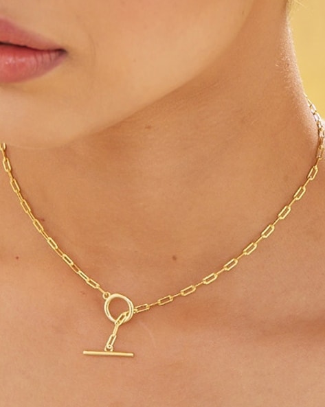 Estella Bartlett | Gold Plated Square Link Chain Necklace with T-Bar