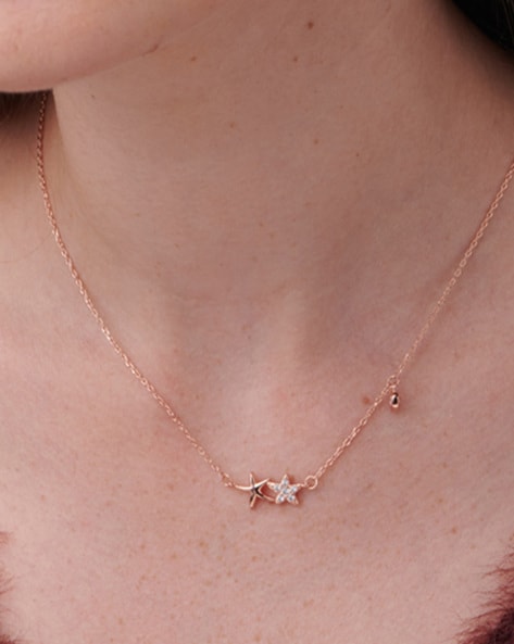 Palmonas Rose Gold Plated Twinkle Necklace For Women (Rose Gold, OS)