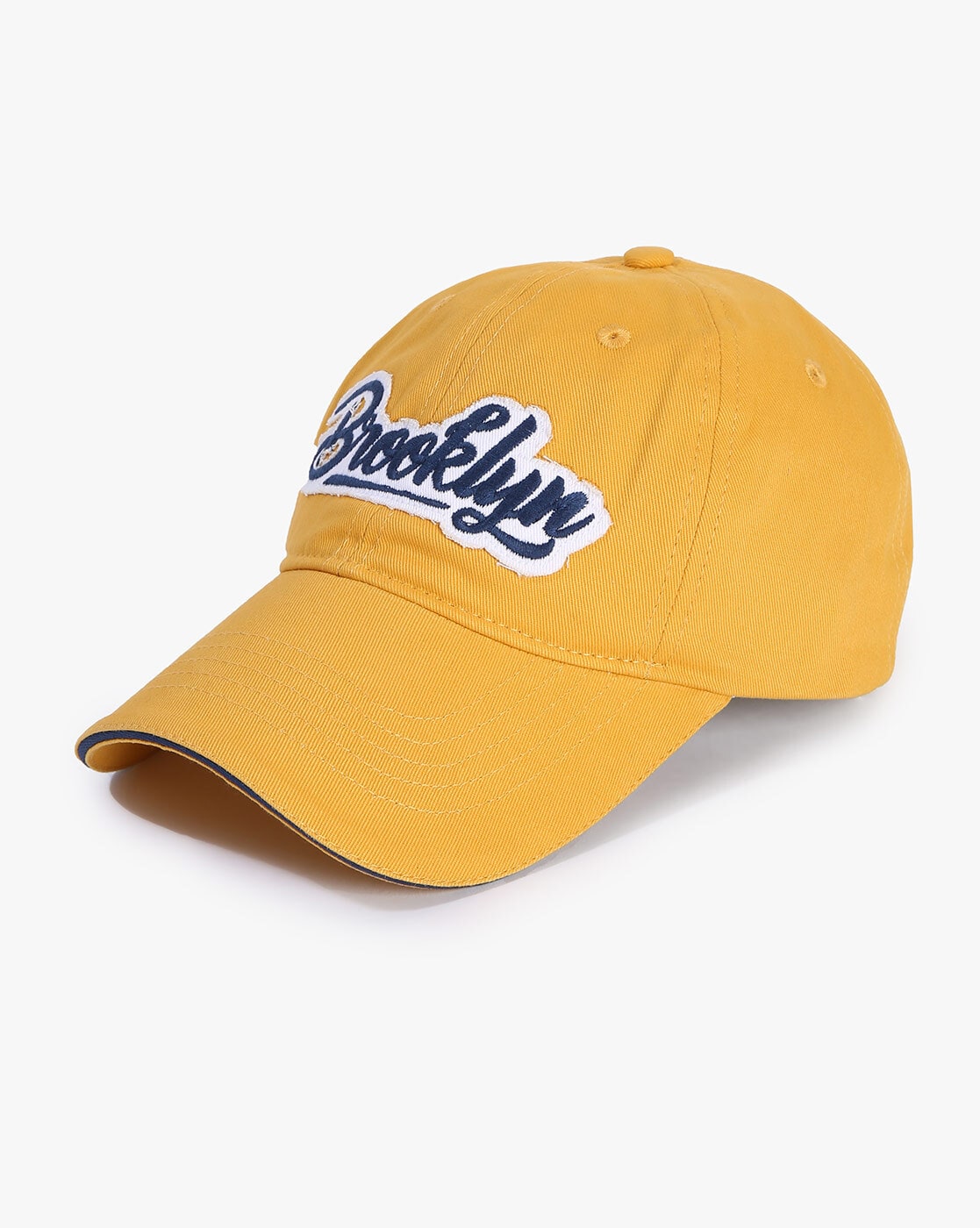 Yellow Embroidered Logo Baseball Cap|258378518