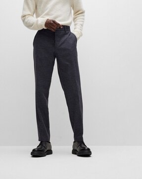 HUGO BOSS Leon Regular Fit Wool Blend Suit Trousers Dark Blue at John  Lewis  Partners