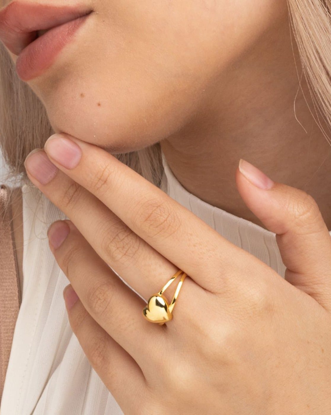 Gold-Plated Heart Signet Ring