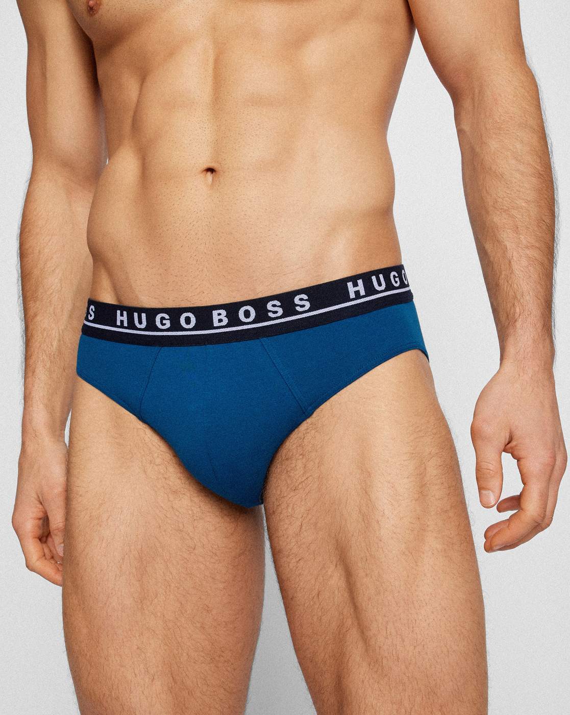Buy BOSS Pack of 3 Stretch Cotton Briefs with Logo Waistbands, Multicoloured Color Men
