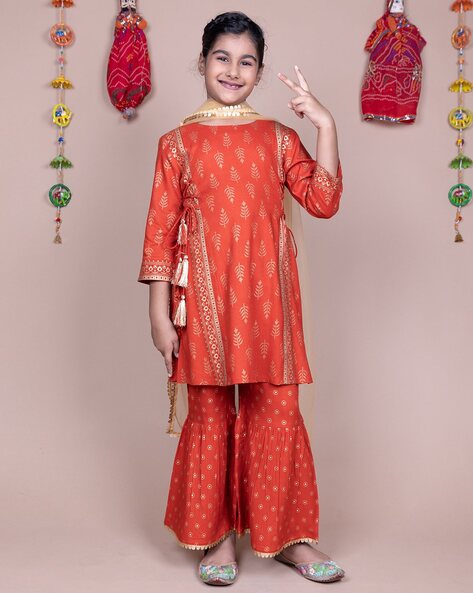 Buy Red Ethnic Wear Sets for Girls by MUHURATAM Online | Ajio.com