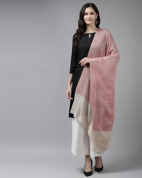 Floral-Woven Woolen Stole Price in India