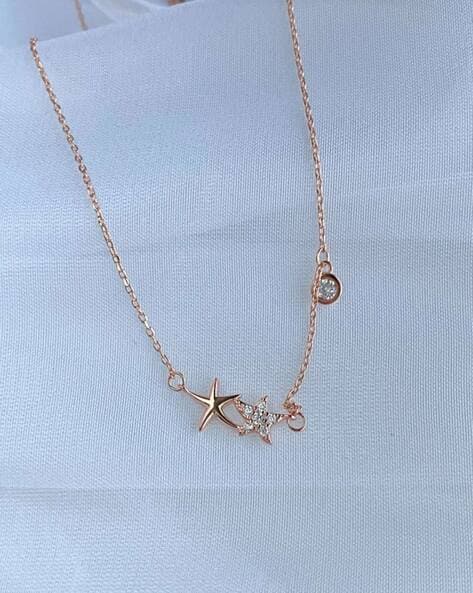 Palmonas Rose Gold Plated Twinkle Necklace For Women (Rose Gold, OS)