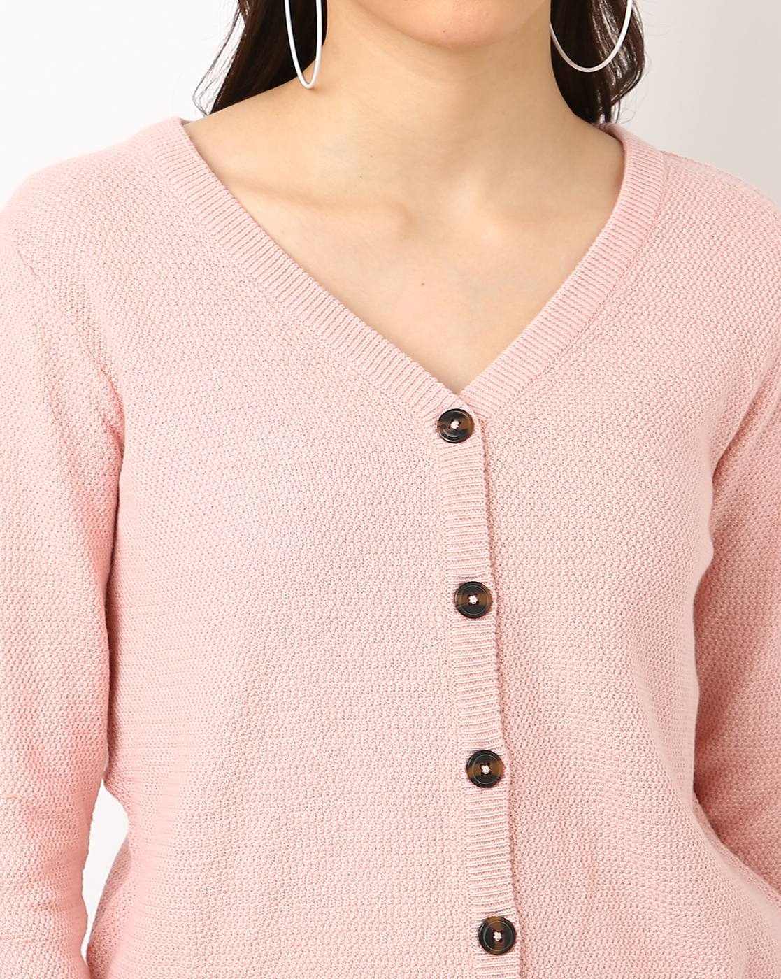 Buy Pink Sweaters u0026 Cardigans for Women by ONLY Online | Ajio.com