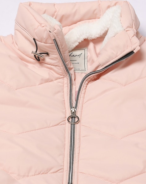 Pale pink cheap quilted jacket