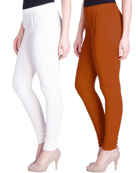 Leggings: Check Women Biege Cotton Leggings at Cliths