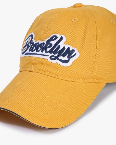 Yellow Embroidered Logo Baseball Cap|258378518