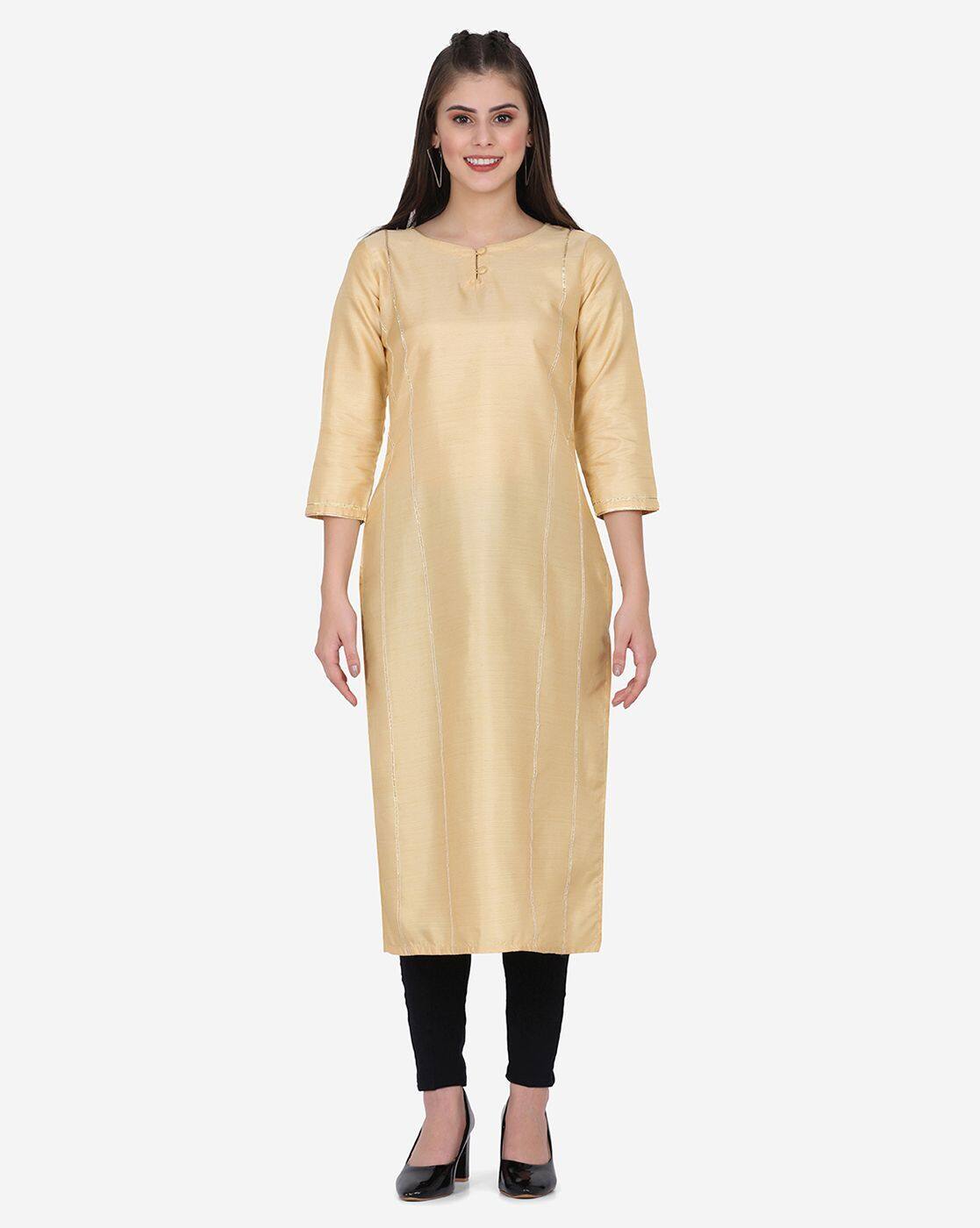 Top more than 83 cream golden kurti latest thtantai2