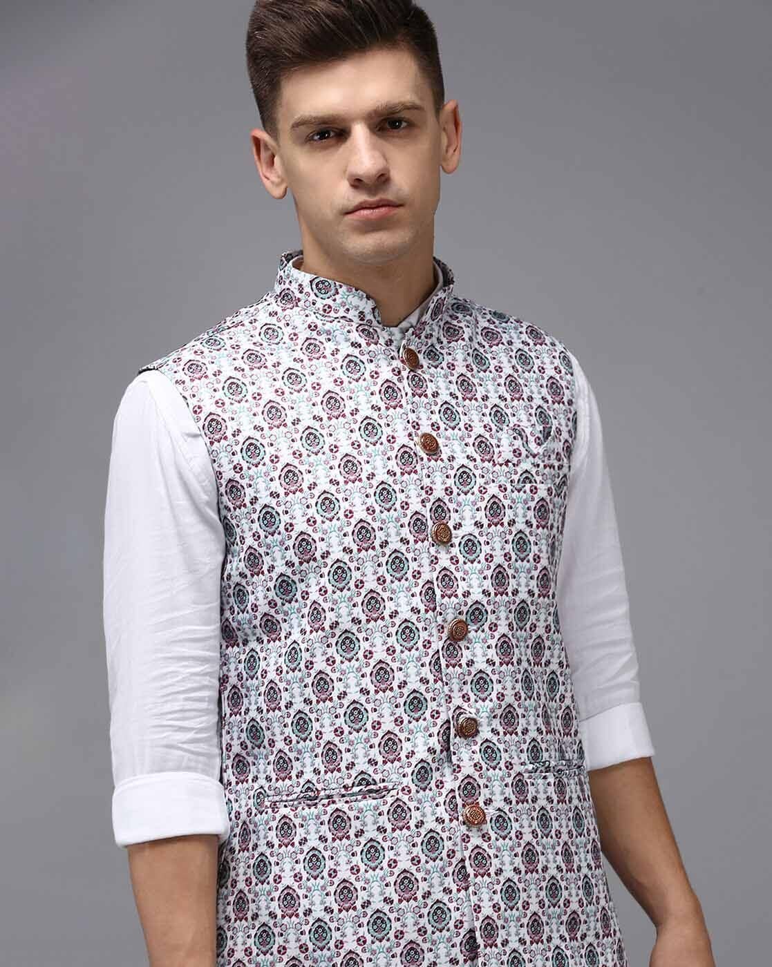 Atasi Tortilla Brown Printed Wedding Jackets for Men Nehru Jacket Waist Coat  for Festive Season-Small - Walmart.com