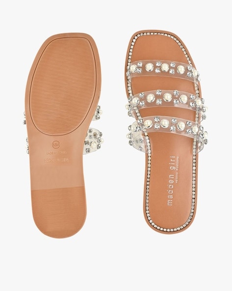 Clear Studded Decor Strappy Slide Sandals | SHEIN IN