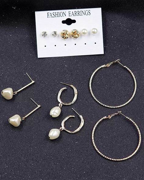 Buy ANORI Gold And Silver Plated Earring Set (Women And Girls) (Pack Of 3)  Online at Best Prices in India - JioMart.