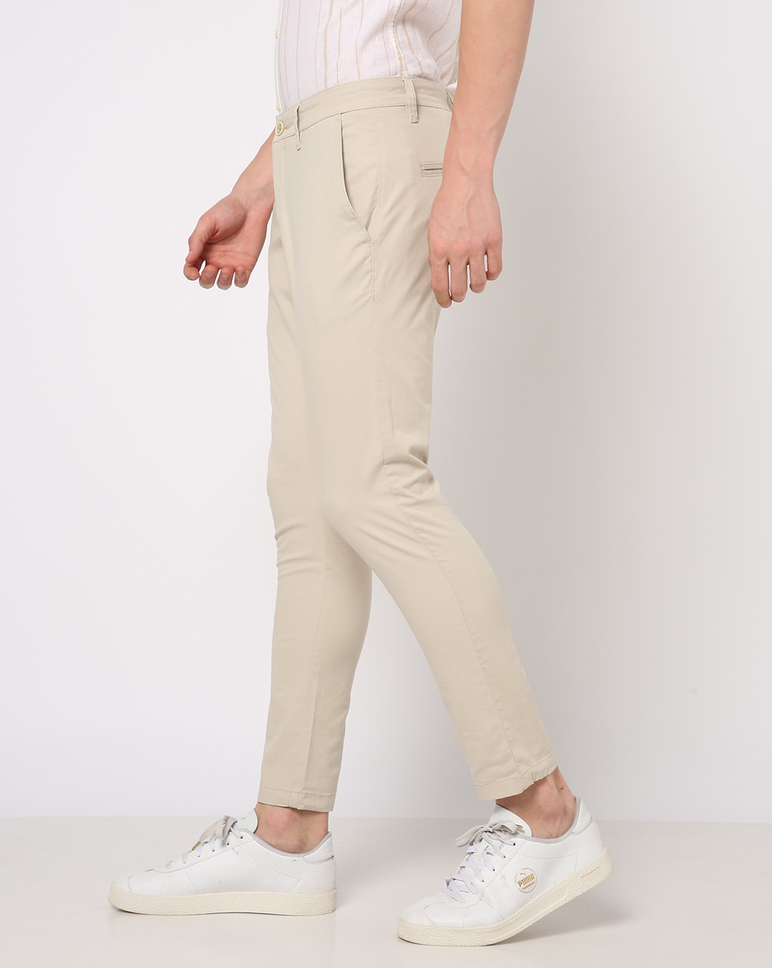 Buy Basics Beige Skinny Fit Trousers for Men's Online @ Tata CLiQ
