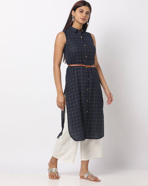 ATEESA Checked Straight Kurta