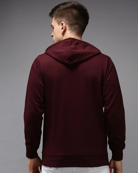 Double Face After-Hooded Sweatshirt - Burgundy/Black