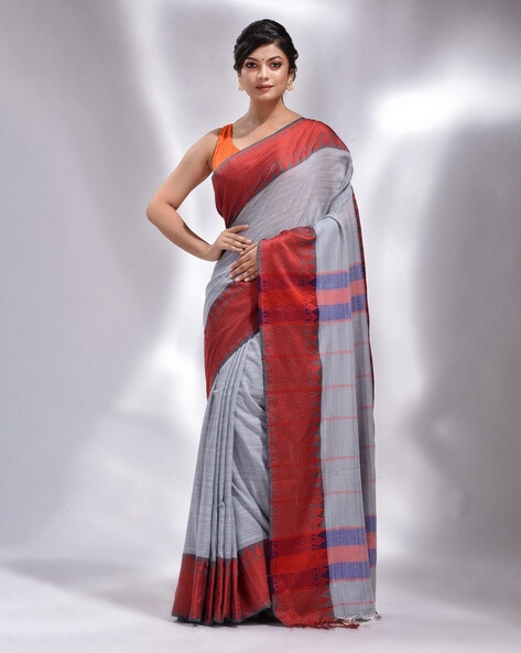 Pure Khadi Cotton Saree With Blouse Piece Multicolored Handloom Temple  Border Soft Sari. S - Etsy