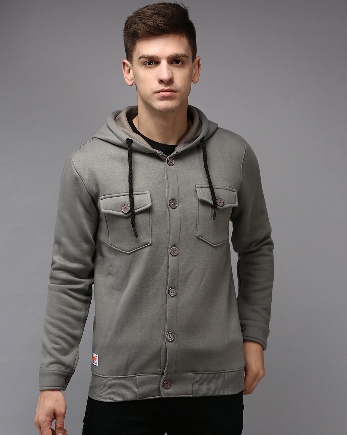 Men's button hot sale up hoodie