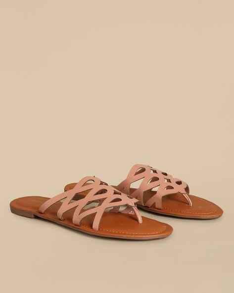 Buy CATWALK Tan Womens Pure Leather Round Cut-Out Sandals | Shoppers Stop