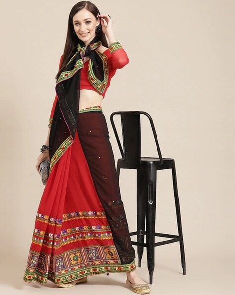 Exceptional Black And Grey Color Wedding Half N Half Saree