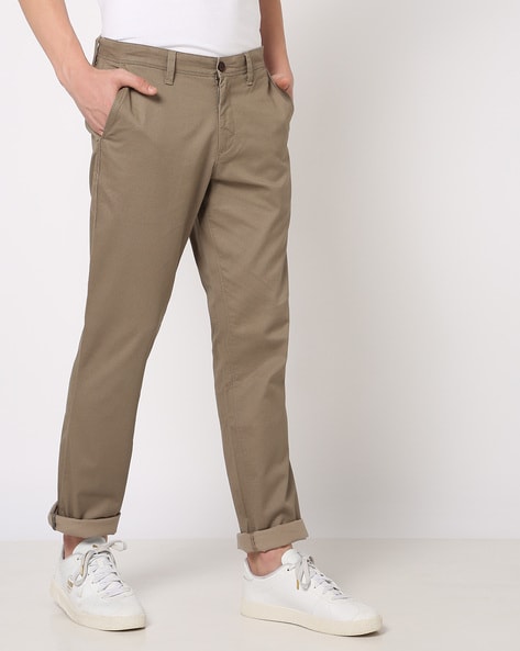 John Players Slim Fit Flat-Front Chinos