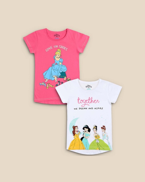 Buy Pink & White Tshirts for Girls by KIDSVILLE Online