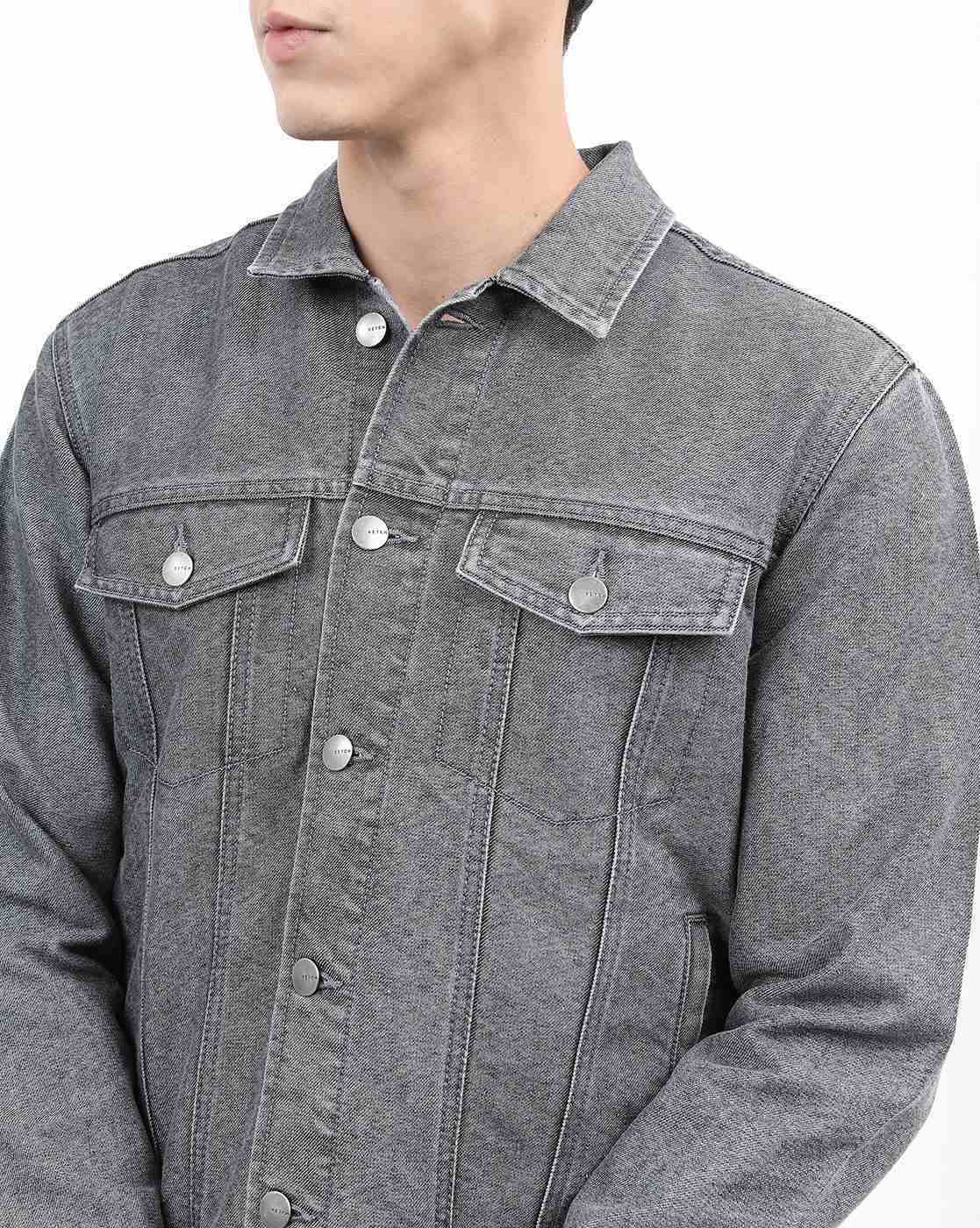 Brandit Men's Sherpa Denim Jacket Blue/Off White size S at Amazon Men's  Clothing store