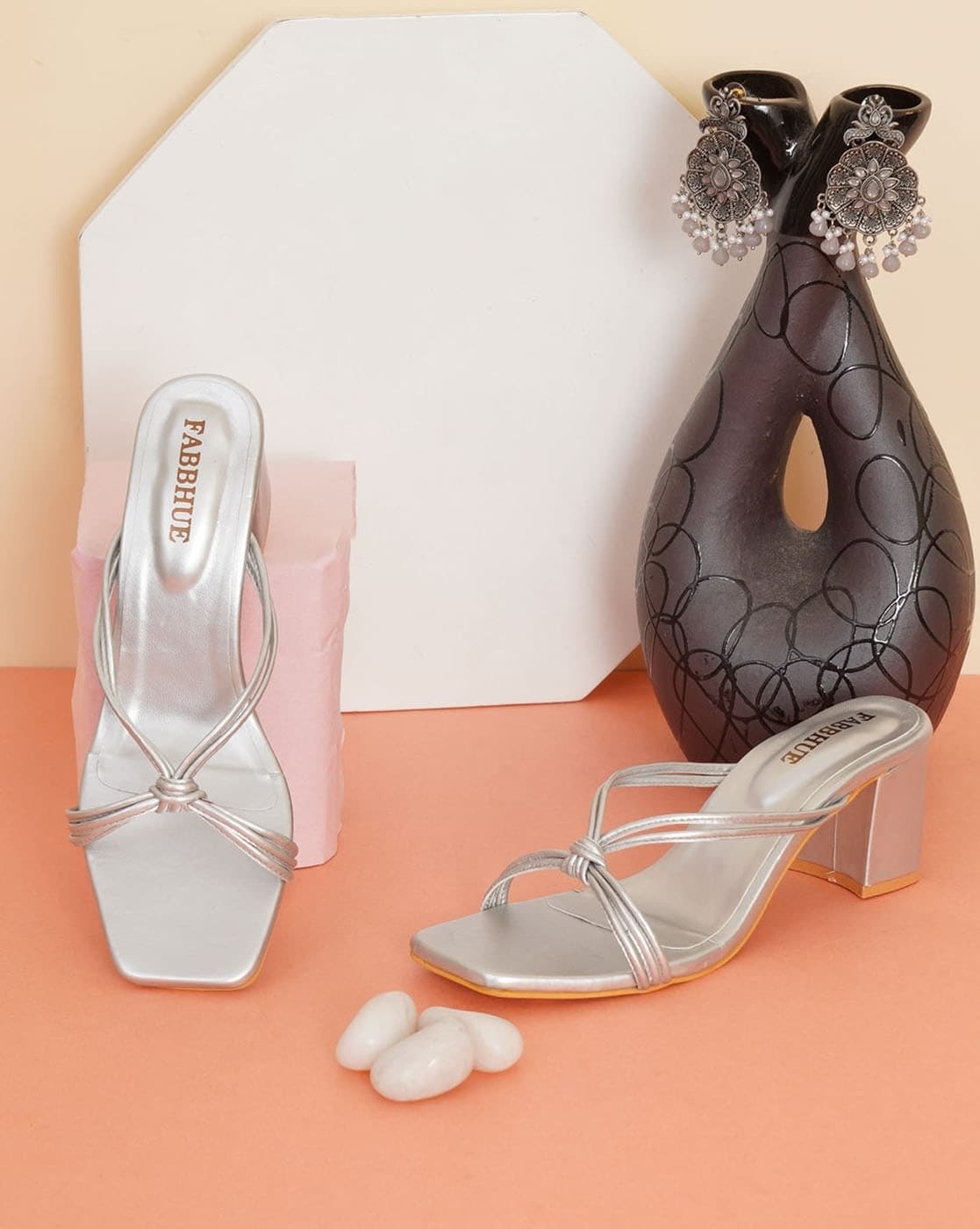 Public Desire Vibez heeled shoes with diamante flower detail in silver |  ASOS