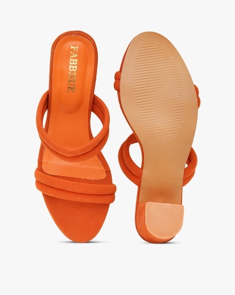 Buy Sana K Luxurious Footwear Orange Heel Spring Round Toe Party Heel  Sandals Online