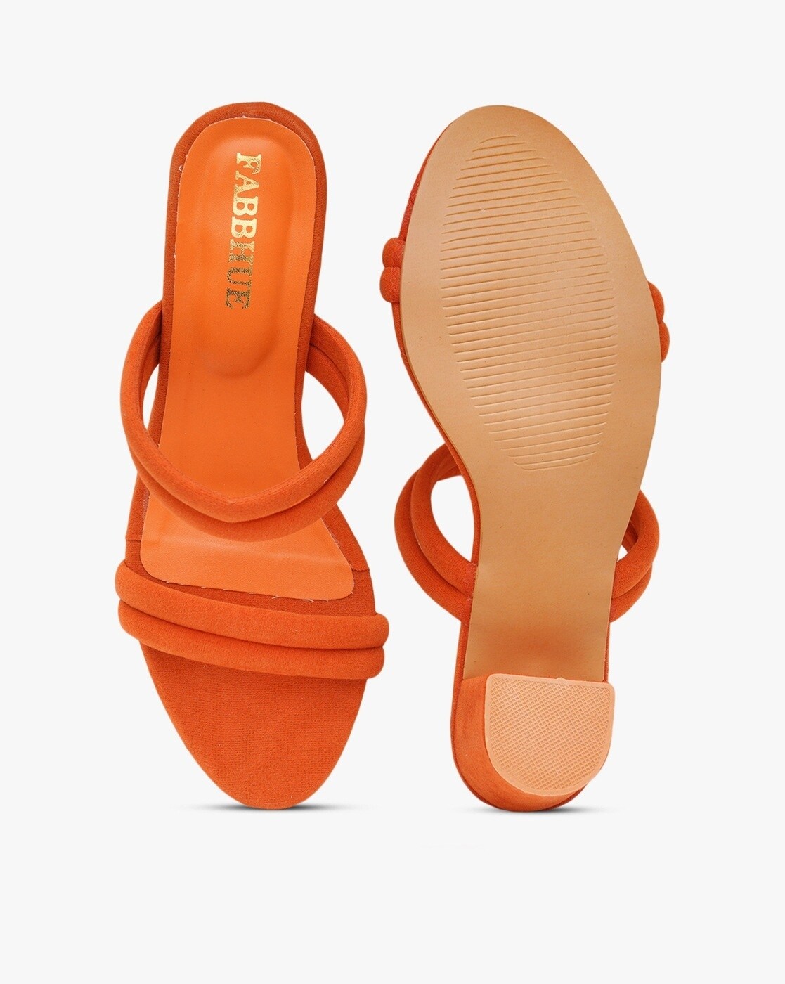 Women Orange Flats Sandal