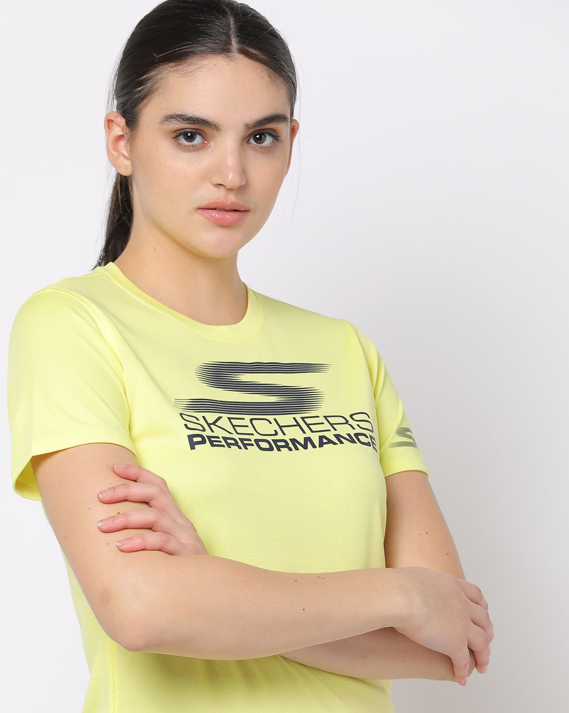 Skechers t deals shirt womens yellow