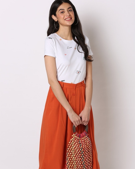 Novelty Print Crew-Neck T-Shirt