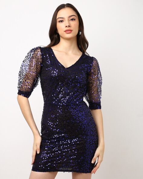 Buy Women's Purple Ribbed Slim Fit Dress for Women Online at Bewakoof