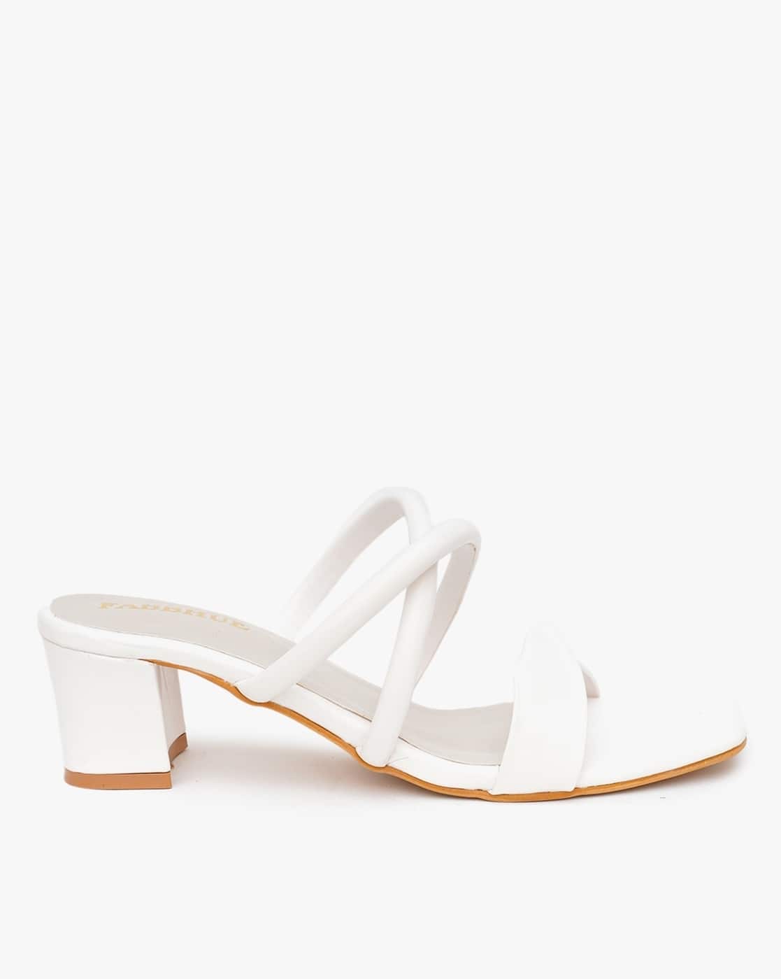 Buy White Heeled Sandals for Women by Fabbhue Online