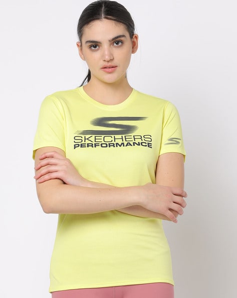 Skechers t deals shirt womens yellow