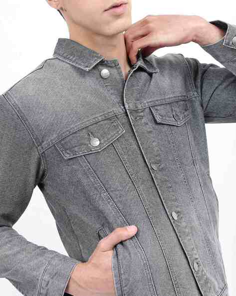 Buy Jack & Jones Gunmetal Regular Fit Denim Jacket for Mens Online @ Tata  CLiQ