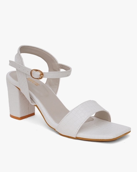 Buy White Heeled Sandals for Women by Fabbhue Online